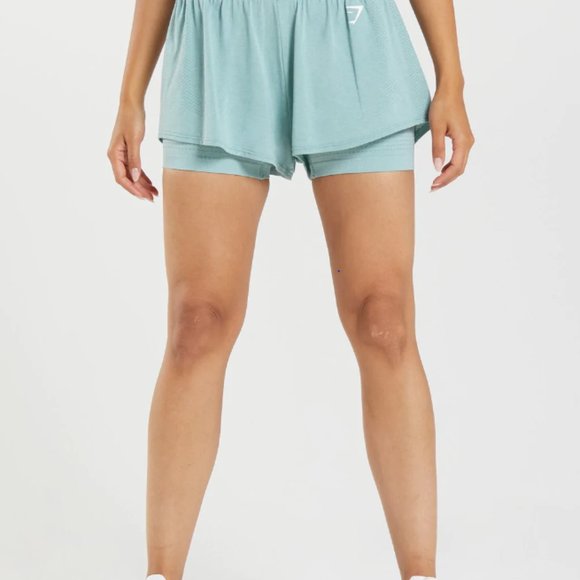 Gymshark Pants - GYMSHARK Vital Seamless 2.0 2-in-1 Shorts Pearl Blue Marl